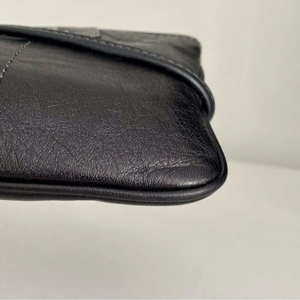 Coach Signature Black Leather Wristlet